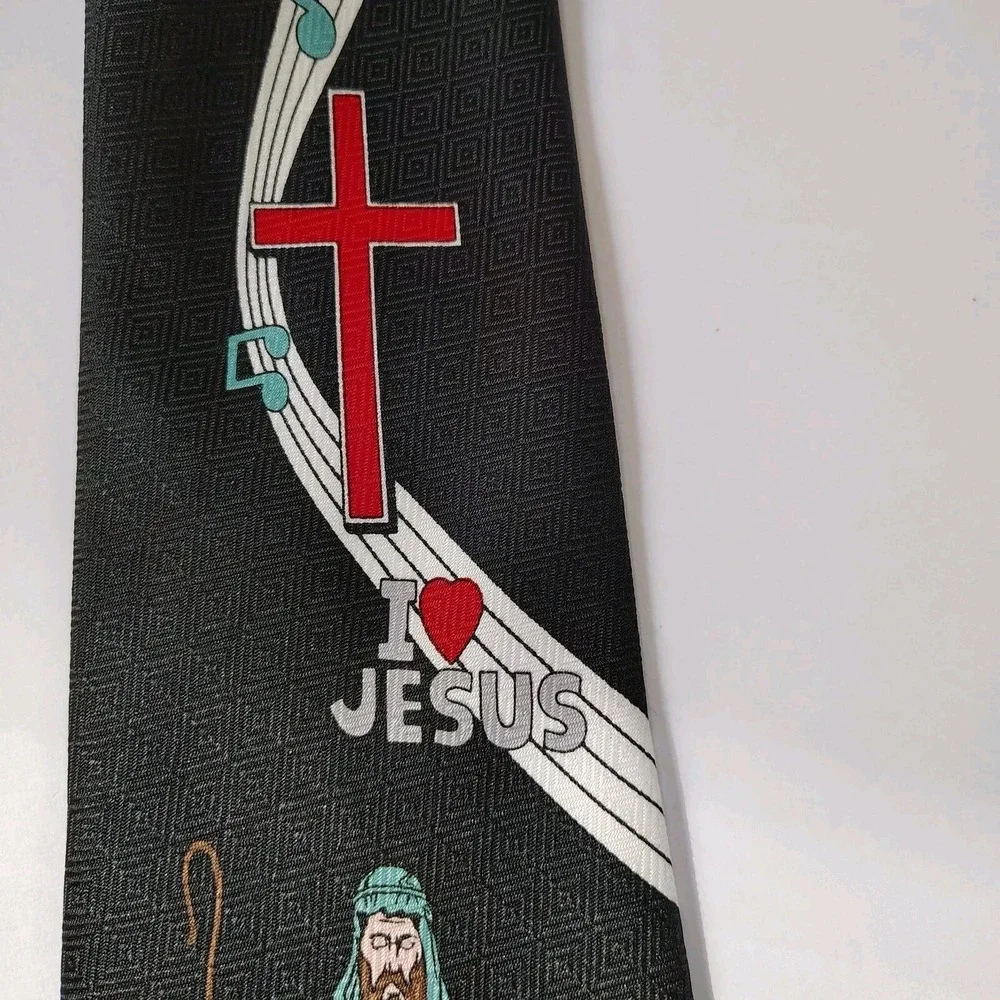 Neck Tie For Men I Heart Jesus The Shepherd,‎ Polyester Hand Made Renaissance